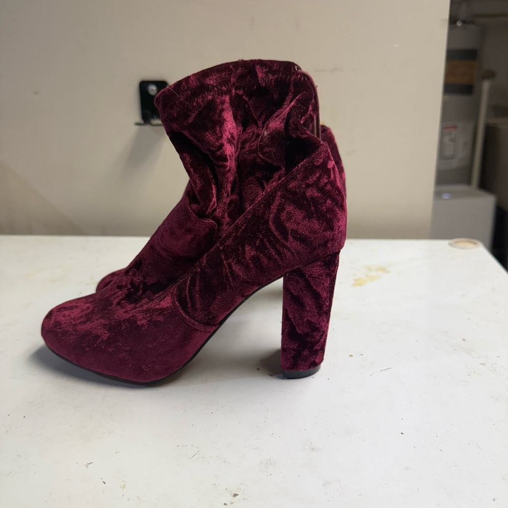 Express Velvet Burgundy Heeled Boots